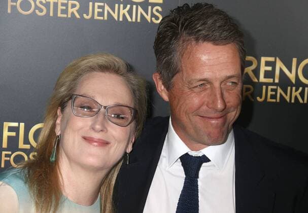August 9, 2016 - New York, New York, U.S. - Actress MERYL STREEP and actor HUGH GRANT attend the New York premiere of Florence Foster Jenkins held at AMC Loews Lincoln Square. New York U.S. - ZUMAk03_