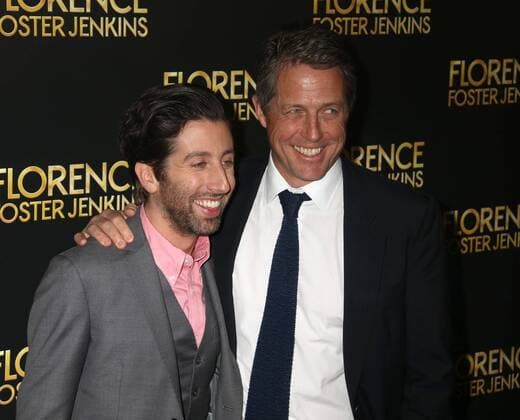 August 9, 2016 - New York, New York, U.S. - Actors HUGH GRANT and SIMON HELBERG attend the New York premiere of Florence Foster Jenkins held at AMC Loews Lincoln Square. New York U.S. - ZUMAk03_