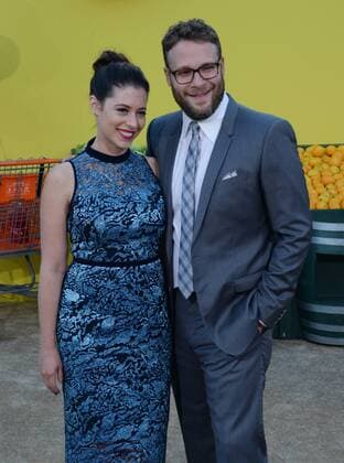 Cast member Seth Rogen, the voice of Frank Sergeant Pepper in the animated motion picture comedy Sausage Party and his wife Lauren Miller attend the premiere of the film at the Regency Village Theatre in the Westwood section of Los Angeles on August 9, 2016. Storyline: A sausage strives to discover the truth about his existence.  LAP2016080920 JIMxRUYMEN