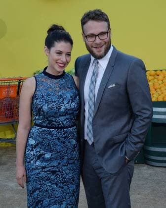 Cast member Seth Rogen, the voice of Frank Sergeant Pepper in the animated motion picture comedy Sausage Party and his wife Lauren Miller attend the premiere of the film at the Regency Village Theatre in the Westwood section of Los Angeles on August 9, 2016. Storyline: A sausage strives to discover the truth about his existence.  LAP2016080922 JIMxRUYMEN