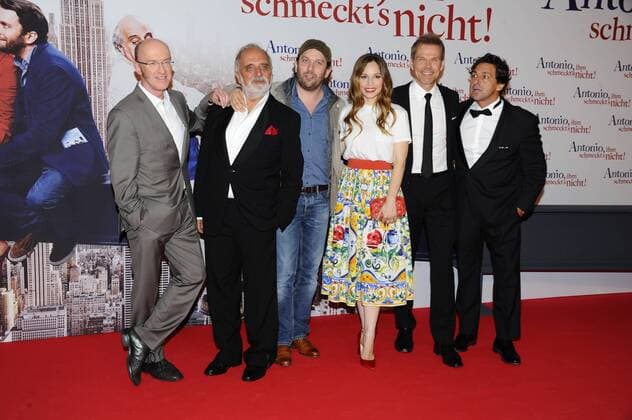 Peter Nottmeier, Alessnadro Bressanello, Christian Ulmen Mina Tander, Sven Unterwaldt (Regie) und Yari Gugliucci Premiere Antonio, ihm schmeckt«s nicht Mathäser Filmpalast Kino, Film, Fernsehen Muenchen 10. August 2016