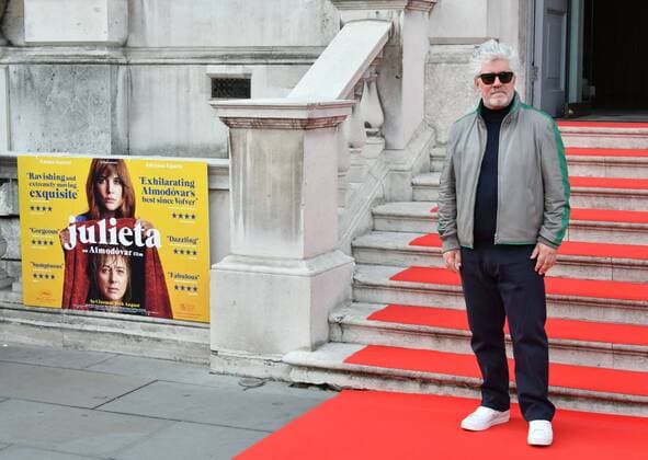. 10 08 2016. London, United Kingdom. Pedro Almodovar at Julieta UK film premiere. Renowned director Pedro Almodovar introduces screening of his latest film, a drama about a woman on the verge of madness who decides to confront the most difficult elements in her life. Somerset House, London  xNilsxJorgensenx xi-Imagesx IIM-13293-0010