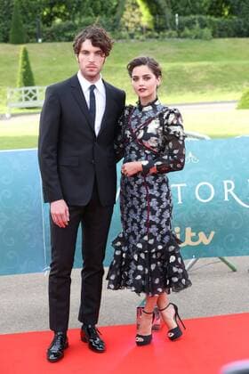 . 11 08 2016. London, United Kingdom. Tom Hughes and Jenna Coleman arriving for the world premiere screening of Victoria, ITV s new drama series on Queen Victoria, at Kensington Palace in London .  xStephenxLockx xi-Imagesx IIM-13295-0001