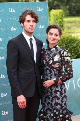 . 11 08 2016. London, United Kingdom. Tom Hughes and Jenna Coleman arriving for the world premiere screening of Victoria, ITV s new drama series on Queen Victoria, at Kensington Palace in London .  xStephenxLockx xi-Imagesx IIM-13295-0004