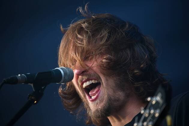RIGA, LATVIA - AUGUST 11, 2016: The Subways rock band vocalist Billy Lunn performs at the opening of 2016 KUBANA music festival on Lucavsala Island. Artyom Geodakyan TASS  TS02CC59