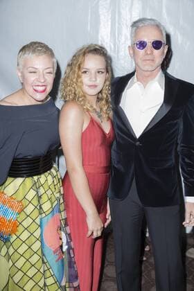 USA: The Get Down premiere in New York Baz Luhrmann (R), Catherine Martin (L), and Lillian Luhrmann (C) attend The Get Down Netflix original series premier at Lehman Center for performing arts in the Bronx.  LevxRadin