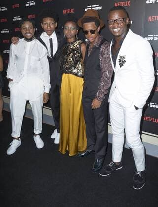 USA: The Get Down premiere in New York Shameik Moore, Skylan Brooks, Stefanee Martin, Tremaine Brown Jr, and Tory Smith attend The Get Down Netflix original series premier at Lehman Center for performing arts in the Bronx.  LevxRadin
