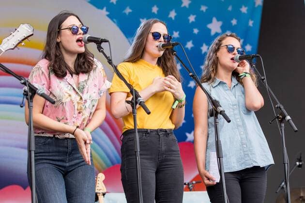 August 13, 2016 - Eau Claire, Wisconsin, U.S - EMILY STAVELEY-TAYLOR, JESSICA STAVELEY-TAYLOR and CAMILLA STAVELEY-TAYLOR of The Staves perform live with Jenny Lewis at Eaux Claires Music Festival in Eau Claire, Wisconsin Eau Claire U.S. - ZUMAs135