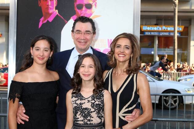 LOS ANGELES - AUG 15: Guy Lawson, wife, daughters at the War Dogs Premiere at the TCL Chinese Theater IMAX on August 15, 2016 in Los Angeles, CA  KathyxHutchins