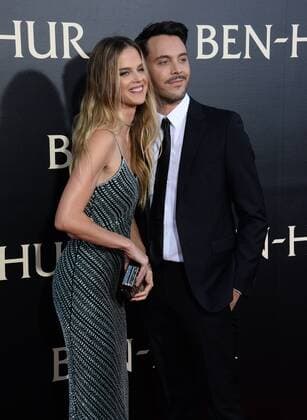Cast member Jack Huston and model Shannan Click attend the premiere of the motion picture drama Ben-Hur at TCL Chinese Theatre in the Hollywood section of Los Angeles on August 16, 2016. Storyline: The epic story of Judah Ben-Hur (Jack Huston), a prince falsely accused of treason by his adopted brother, an officer in the Roman army. After years at sea, Judah returns to his homeland to seek revenge, but finds redemption.  LAP2016081615 JIMxRUYMEN