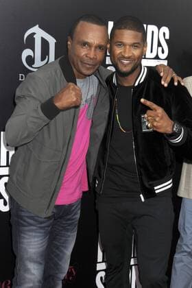 Sugar Ray Leonard und Usher bei der Premiere des Kinofuls Hands of Stone im SVA Theatre. New York, 22.08.2016 Foto:xD.xVanxTinex xFuturexImage