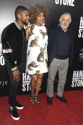 Usher und Robert De Niro mit Gattin Grace Hightower bei der Premiere des Kinofuls Hands of Stone im SVA Theatre. New York, 22.08.2016 Foto:xD.xVanxTinex xFuturexImage