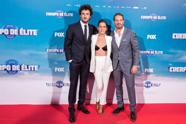 Maria Leon, Miki Esparbe and Joaquin Mazon during the premiere of Cuerpo de Elite at Capitol cinema. Madrid. August 25, 2016.  (20160825131)