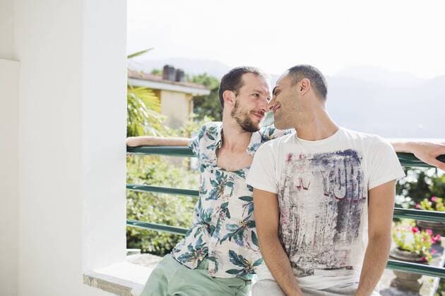 Loving gay couple outdoors model released Symbolfoto  MRAF000107