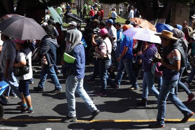 Protest gegen Bildungsreform in Mexiko August 26, 2016 - Mexico - EUM20160826EDU12.JPG.MORELIA, Mich. EducationEducacion-Michoacan.- Profesores de la CNTE de la seccion XVIII marchan, 26 de agosto de 2016, para exigir la abrogacion de la reforma educativa.  - ZUMAu78_