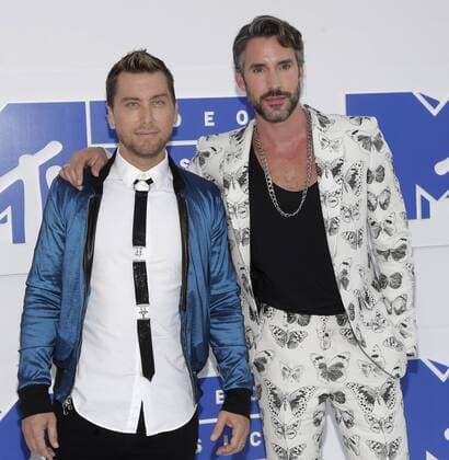 MTV Video Music Awards in New York Lance Bass and Robert Sepulveda Jr.arrive on the red carpet at the 2016 MTV Video Music Awards at Madison Square Garden in New York City on August 28, 2016. Performers at the 2016 MTV VMA s include Rihanna, Britney Spears, Ariana Grande and Nicki Minaj.  NYP20160828122 JOHNxANGELILLO