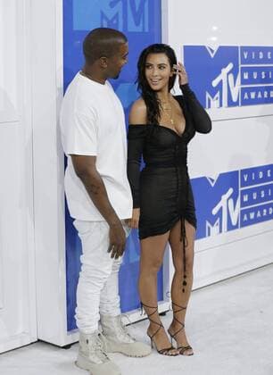 MTV Video Music Awards in New York Kim Kardashian and Kanye West arrive on the red carpet at the 2016 MTV Video Music Awards at Madison Square Garden in New York City on August 28, 2016. Performers at the 2016 MTV VMA s include Rihanna, Britney Spears, Ariana Grande and Nicki Minaj.  NYP20160828501 JOHNxANGELILLO