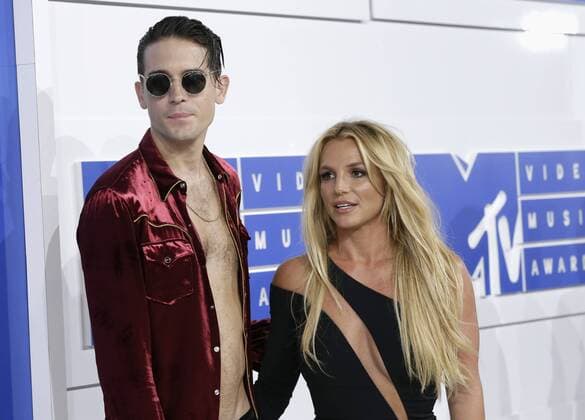 MTV Video Music Awards in New York G-Eazy and Britney Spears arrive on the red carpet at the 2016 MTV Video Music Awards at Madison Square Garden in New York City on August 28, 2016. Performers at the 2016 MTV VMA s include Rihanna, Britney Spears, Ariana Grande and Nicki Minaj.  NYP20160828508 JOHNxANGELILLO