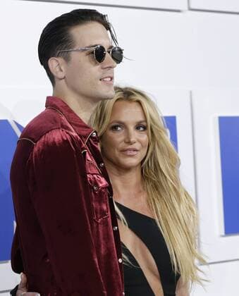 MTV Video Music Awards in New York G-Eazy and Britney Spears arrive on the red carpet at the 2016 MTV Video Music Awards at Madison Square Garden in New York City on August 28, 2016. Performers at the 2016 MTV VMA s include Rihanna, Britney Spears, Ariana Grande and Nicki Minaj.  NYP20160828509 JOHNxANGELILLO