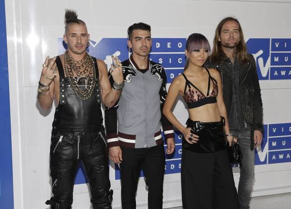 MTV Video Music Awards in New York The band DNCE arrives on the red carpet at the 2016 MTV Video Music Awards at Madison Square Garden in New York City on August 28, 2016. Performers at the 2016 MTV VMA s include Rihanna, Britney Spears, Ariana Grande and Nicki Minaj.  NYP20160828177 JOHNxANGELILLO