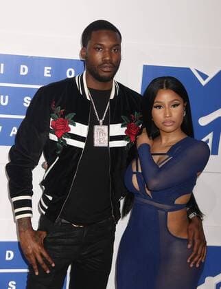 August 28, 2016 - New York, New York, U.S. - Hiphop artists MEEK MILL and NICKI MINAJ attend the arrivals at the 2016 MTV Video Music Awards held at Madison Square Garden. New York U.S. - ZUMAk03_