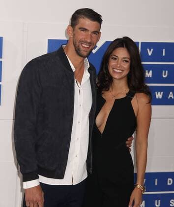 August 28, 2016 - New York, New York, U.S. - Olympic swimmer MICHAEL PHELPS and NICOLE JOHNSON attend the arrivals at the 2016 MTV Video Music Awards held at Madison Square Garden. New York U.S. - ZUMAk03_