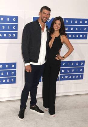 August 28, 2016 - New York, New York, U.S. - Olympic swimmer MICHAEL PHELPS and NICOLE JOHNSON attend the arrivals at the 2016 MTV Video Music Awards held at Madison Square Garden. New York U.S. - ZUMAk03_