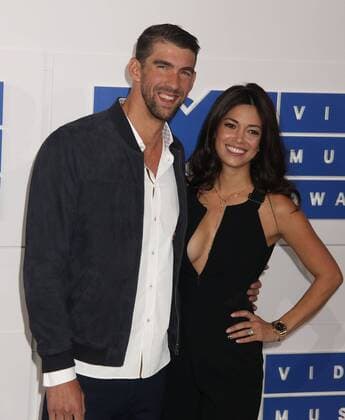 August 28, 2016 - New York, New York, U.S. - Olympic swimmer MICHAEL PHELPS and NICOLE JOHNSON attend the arrivals at the 2016 MTV Video Music Awards held at Madison Square Garden. New York U.S. - ZUMAk03_