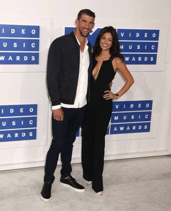 August 28, 2016 - New York, New York, U.S. - Olympic swimmer MICHAEL PHELPS and NICOLE JOHNSON attend the arrivals at the 2016 MTV Video Music Awards held at Madison Square Garden. New York U.S. - ZUMAk03_