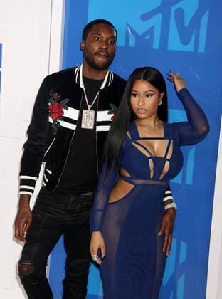 August 28, 2016 - New York, New York, U.S. - Hiphop artists MEEK MILL and NICKI MINAJ attend the arrivals at the 2016 MTV Video Music Awards held at Madison Square Garden. New York U.S. - ZUMAk03_