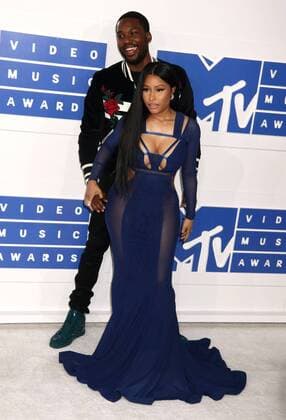 August 28, 2016 - New York, New York, U.S. - Hiphop artists MEEK MILL and NICKI MINAJ attend the arrivals at the 2016 MTV Video Music Awards held at Madison Square Garden. New York U.S. - ZUMAk03_