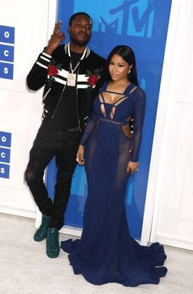 August 28, 2016 - New York, New York, U.S. - Hiphop artists MEEK MILL and NICKI MINAJ attend the arrivals at the 2016 MTV Video Music Awards held at Madison Square Garden. New York U.S. - ZUMAk03_