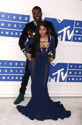 August 28, 2016 - New York, New York, U.S. - Hiphop artists MEEK MILL and NICKI MINAJ attend the arrivals at the 2016 MTV Video Music Awards held at Madison Square Garden. New York U.S. - ZUMAk03_