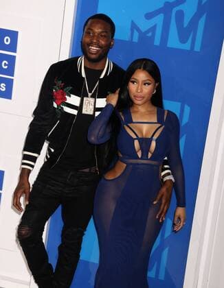 August 28, 2016 - New York, New York, U.S. - Hiphop artists MEEK MILL and NICKI MINAJ attend the arrivals at the 2016 MTV Video Music Awards held at Madison Square Garden. New York U.S. - ZUMAk03_