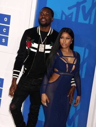 August 28, 2016 - New York, New York, U.S. - Hiphop artists MEEK MILL and NICKI MINAJ attend the arrivals at the 2016 MTV Video Music Awards held at Madison Square Garden. New York U.S. - ZUMAk03_
