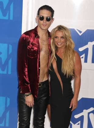 August 28, 2016 - New York, New York, U.S. - G-EAZY and BRITNEY SPEARS attend the arrivals at the 2016 MTV Video Music Awards held at Madison Square Garden. New York U.S. - ZUMAk03_