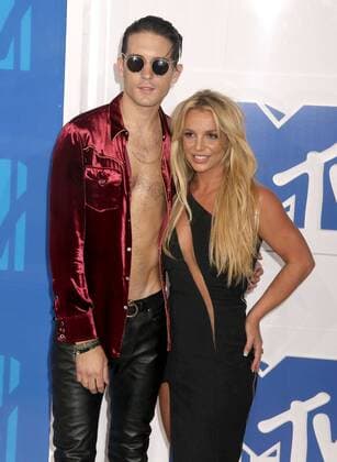 August 28, 2016 - New York, New York, U.S. - G-EAZY and BRITNEY SPEARS attend the arrivals at the 2016 MTV Video Music Awards held at Madison Square Garden. New York U.S. - ZUMAk03_