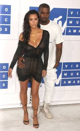 August 28, 2016 - New York, New York, U.S. - KIM KARDASHIAN WEST and KAYNE WEST attend the arrivals at the 2016 MTV Video Music Awards held at Madison Square Garden. New York U.S. - ZUMAk03_