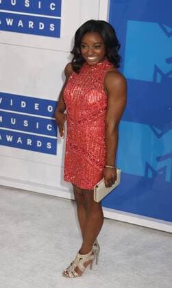 August 28, 2016 - New York, New York, U.S. - Olympic gymnast SIMONE BILES attends the arrivals at the 2016 MTV Video Music Awards held at Madison Square Garden. New York U.S. - ZUMAk03_