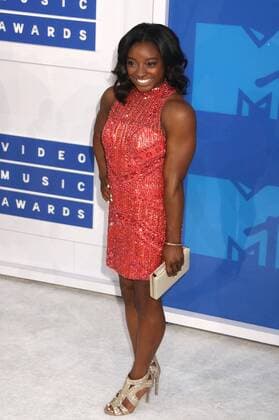 August 28, 2016 - New York, New York, U.S. - Olympic gymnast SIMONE BILES attends the arrivals at the 2016 MTV Video Music Awards held at Madison Square Garden. New York U.S. - ZUMAk03_