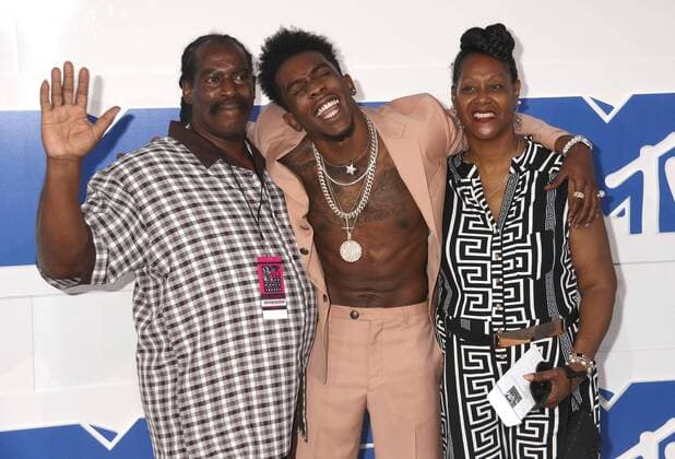 August 28, 2016 - New York, New York, U.S. - Hip hop artist DESIIGNER and his PARENTS attend the arrivals at the 2016 MTV Video Music Awards held at Madison Square Garden. New York U.S. - ZUMAk03_