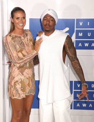 August 28, 2016 - New York, New York, U.S. - Model HEIDI KLUM and NICK CANNON attend the arrivals at the 2016 MTV Video Music Awards held at Madison Square Garden. New York U.S. - ZUMAk03_