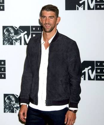August 28, 2016 - New York, New York, U.S. - Olympic swimmer MICHAEL PHELPS poses for photos in the press room at the 2016 MTV Video Music Awards held at Madison Square Garden. New York U.S. - ZUMAk03_