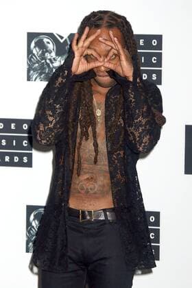 August 28, 2016 - New York, New York, U.S. - Hip hop artist TY DOLLA $IGN poses for photos in the press room at the 2016 MTV Video Music Awards held at Madison Square Garden. New York U.S. - ZUMAk03_