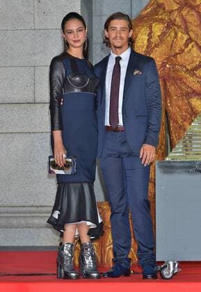 Actors Courtney Eaton(L) and Brenton Thwaites attend the Japan Premiere for the film Gods of Egypt at the Tokyo National Museum in Tokyo, Japan on August 30, 2016. This film will open on September 9 in Japan.  TKP2016083012 KEIZOxMORI
