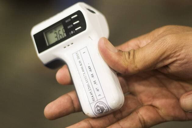 September 2, 2016 - Bali, Indonesia - A body temperature detector On September 2, 2016 at the international airport Ngurah Rai, Bali, Indonesia. Anticipation attacker Zika virus in Singapore, Bali airport alerting the body temperature detector for the international arrivals terminal. Indonesian government alert to outbreaks of mosquito bites Zika and people not traveling to infected countries. Bali Indonesia  - ZUMAn230