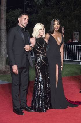 Riccardo Tisci, Donatella Versace and Naomi Campbell attending the Franca: Chaos and Creation premiere at the 73rd Venice International Film Festival on September 02.2016 Foto:xDaziramx xFuturexImage