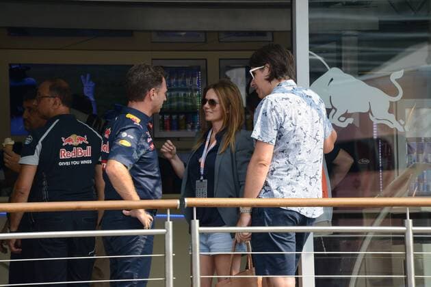 Monza, celebrities and riders arrive at the circuit for the F1 Grand Prix of Monza in the picture: Geri Halliwell, Christian Horner  Copyright: xManuelexMangiarottix