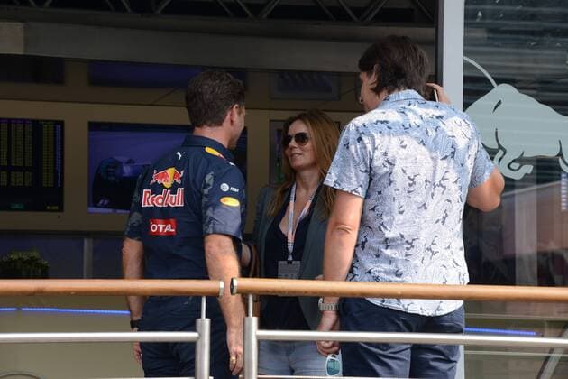 Monza, celebrities and riders arrive at the circuit for the F1 Grand Prix of Monza in the picture: Geri Halliwell, Christian Horner  Copyright: xManuelexMangiarottix