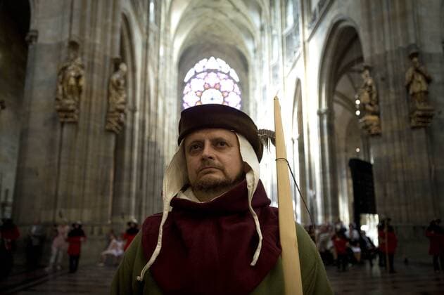 A re-enactment of the coronation of Charles IV (1316-1378) as king of Bohemia was staged in Prague s St Vitus Cathedral, Prague, Czech Republic, September 4, 2016 at the close of two-day festivity the City of Prague and Charles University jointly organised to mark the Holy Roman emperor s 700th birth anniversary. (CTKxPhoto KaterinaxSulova) CTKPhotoP201609040325101  suk7